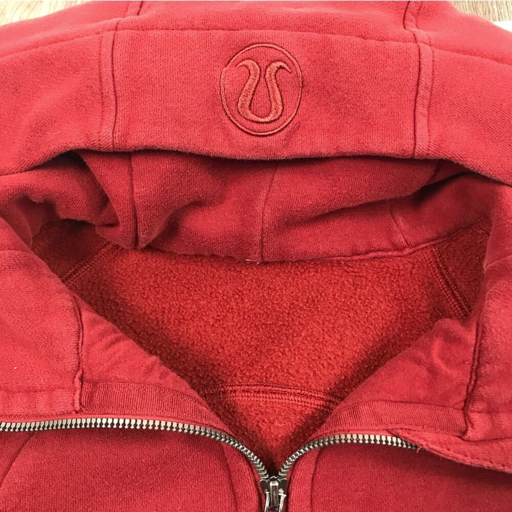 LULULEMON Scuba Hoodie Light Cotton Fleece Sz 8 Red Everyday Travel Comfort - Picture 8 of 12